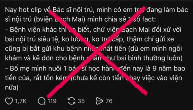 Nội dung bài đăng sai sự thật (Ảnh: Công an Hà Nội).