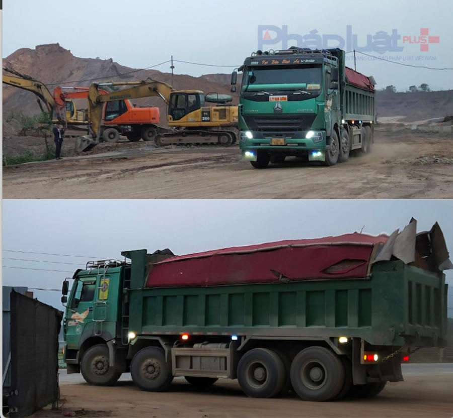 Các xe chở đất từ mỏ