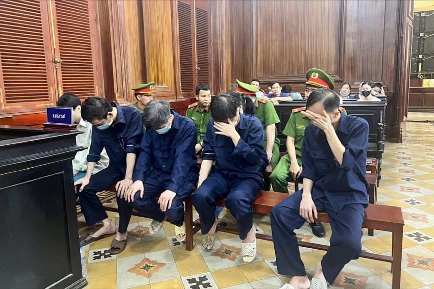 Các bị cáo tại tòa sơ thẩm