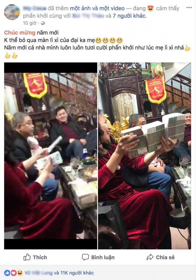Màn lì xì nghìn like của "đại ca mẹ" (Nguồn MXH)