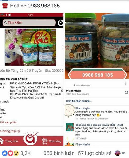 Thảo dược tăng cân dành cho người gầy của bà Nguyễn Thị Hạnh bị tố bán hàng kém chất lượng?