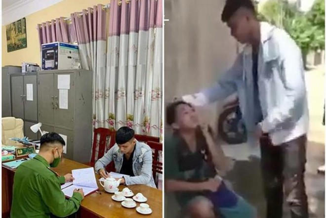 Nam thanh niên đánh bạn rồi quay video đăng tải lên facebook đã bị triệu tập để điều tra, làm rõ. Ảnh: CACC