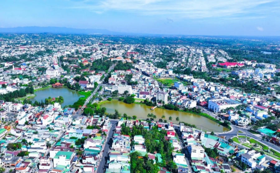 Trung tâm thành phố Bảo Lộc( tỉnh Lâm Đồng) nhìn từ trên cao. Ảnh: T.H