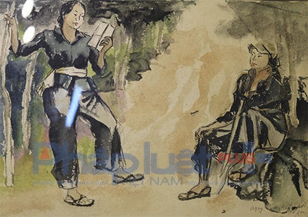 Tác phẩm: Đường mới mở; chất liệt màu nước, phác họa năm 1970.