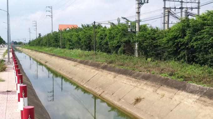 Dải cây xanh cách ly rộng 10m dài hơn 1000m của cụm công nghiệp làng nghề Dương Liễu.