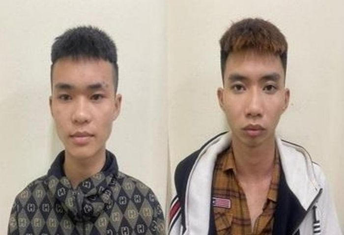 Nghiêm Chí Thương (trái) và Bùi Quang Hiếu sau khi bị bắt.