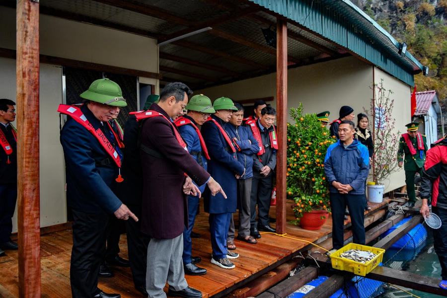 Phó Thủ tướng Trần Hồng Hà nhận thấy khu vực nuôi trồng thủy sản tại huyện Vân Đồn có cảnh quan rất đẹp với nhiều đảo đá vôi, đảo đất bao quanh nhiều tiềm năng phát triển du lịch.