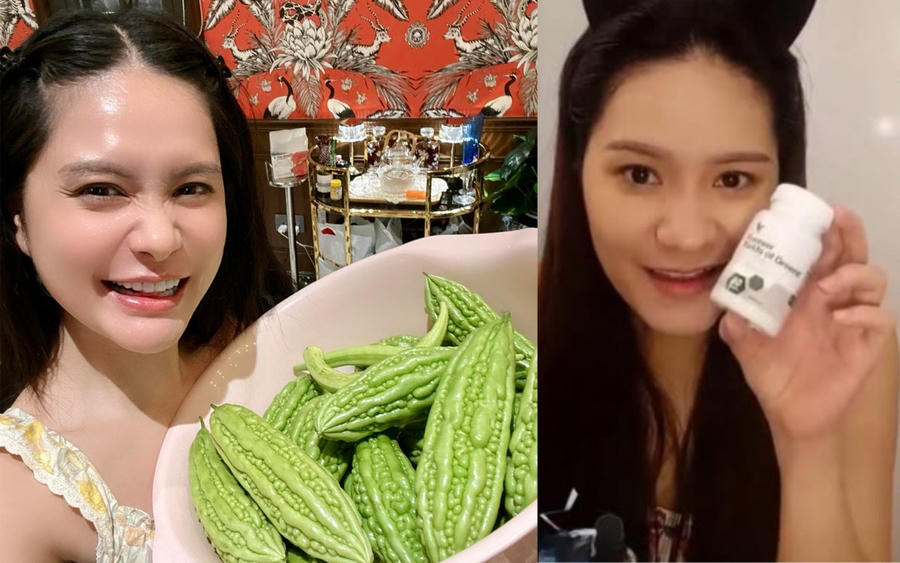 Đoàn Di Băng trong clip quảng cáo cho sản phẩm viên rau củ Forever fields of greens.