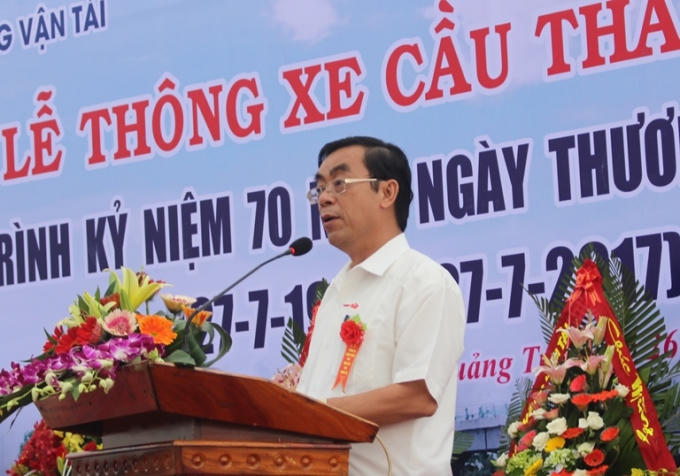 Ông Nguyễn Đức Chính, Chủ tịch UBND tỉnh Quảng Trị nhấn mạnh, công trình cầu Thành Cổ có ý nghĩa thiết thực, được xây dựng ở vùng đất thiêng liêng Thành Cổ...