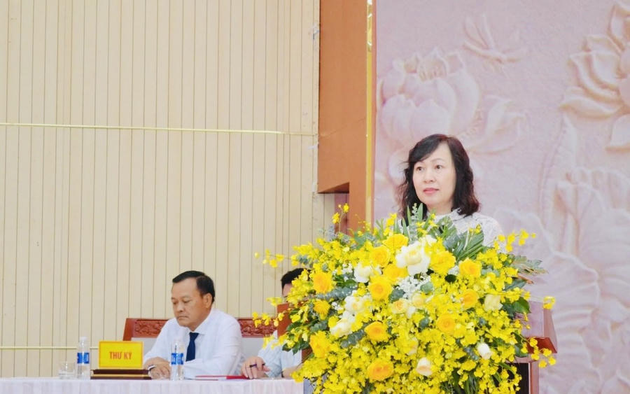 Phó Bí thư Tỉnh ủy, Chủ tịch Ủy ban MTTQ Việt Nam tỉnh Đồng Nai Huỳnh Thị Hằng phát biểu chào mừng.