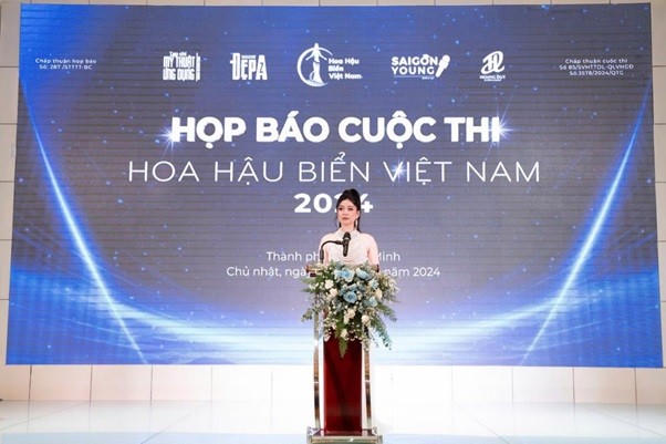 Th.s, Hoa Hậu Lê Thị Thơ - Chủ tịch cuộc thi phát biểu.