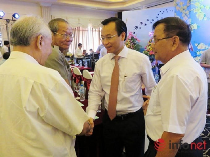 Bí thư Thành ủy Đà Nẵng Nguyễn Xuân Anh gặp mặt bà con đồng hương là người Đà Nẵng tại TP.HCM. (Ảnh: HC).