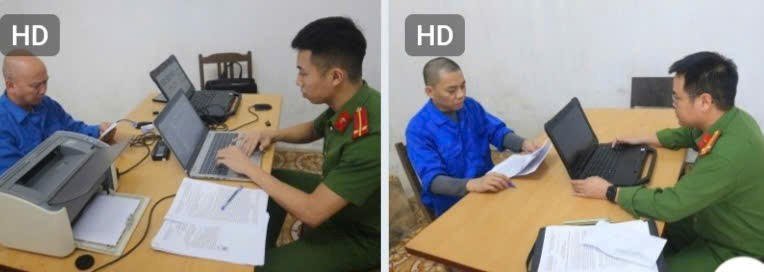 Cơ quan Công an lấy lời khai 2 đối tượng Nguyễn Văn Đạt và Phạm Đức Anh.