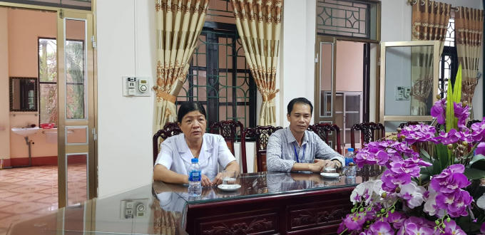 Bác sỹ Trịnh Thị Hòa - Phó giám đốc Trung tâm y tế huyện Thanh Liêm làm việc với PV Pháp luật Plus.