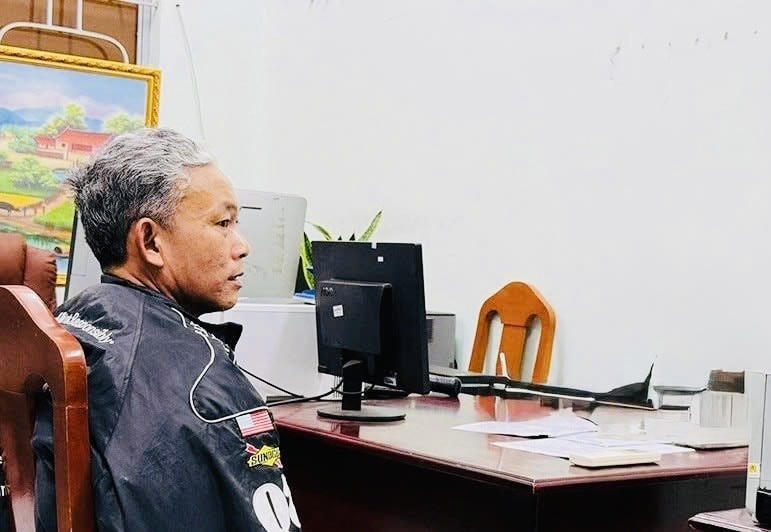 Đối tượng Trì Văn Thuận tại cơ quan công an.