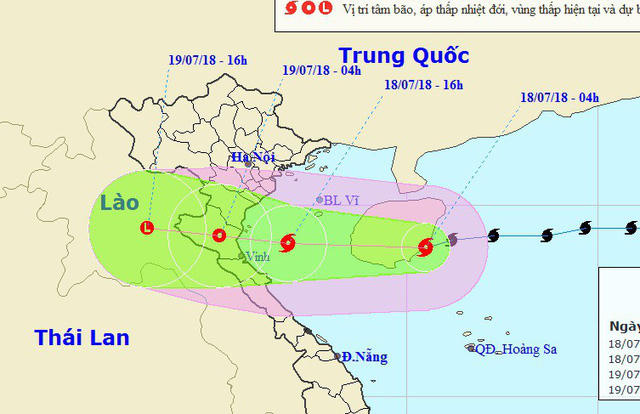 Vị trí và hướng di chuyển của bão số 3. (Ảnh: NCHMF).