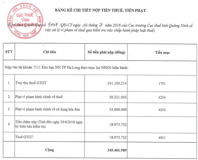 RIC báo lỗ về hoạt động kinh doanh, trong khi vẫn vi phạm về thực hiện nghĩa vụ thuế với Nhà nước.