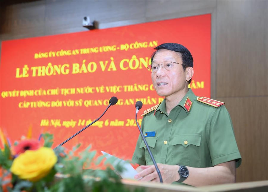 Bộ trưởng Bộ Công an Lương Tam Quang phát biểu tại buổi Lễ. (Ảnh: Bộ công an)