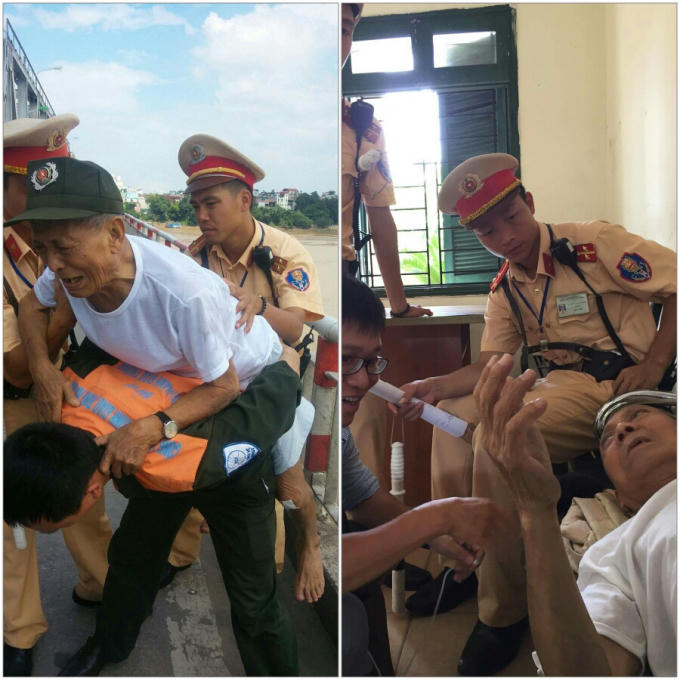 Cụ ông định nhảy cầu Chương Dương tự tử những đã được lục lượng chức năng kịp thời ứng cứu.
