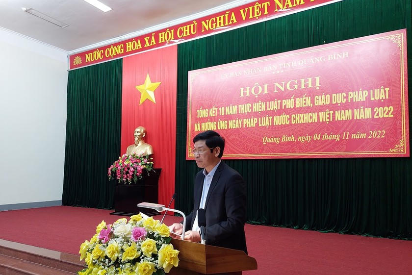 Ông Hồ An Phong, Phó Chủ tịch UBND tỉnh, Chủ tịch Hội đồng Phối hợp PBGDPL tỉnh phát biểu kết luận hội nghị.