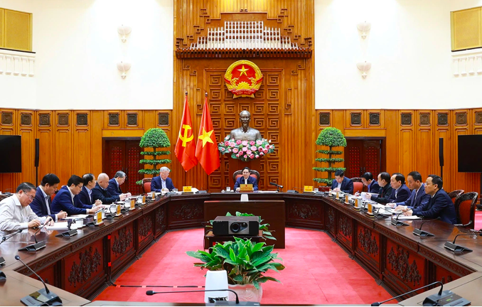 Thủ tướng Phạm Minh Chính chủ trì cuộc họp rà soát, tháo gỡ khó khăn, vướng mắc liên quan đến các dự án (Ảnh: Đoàn Bắc).