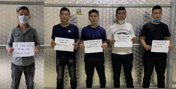 Các đối tượng tại cơ quan Công an.