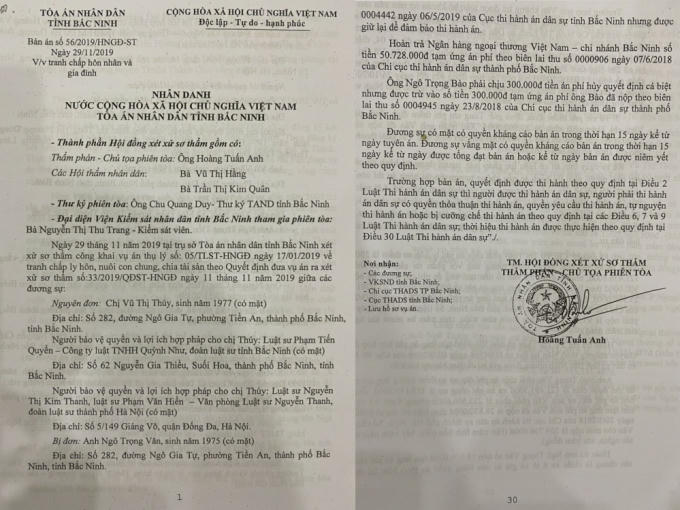 Bản án của Toà án nhân dân tỉnh Bắc Ninh.