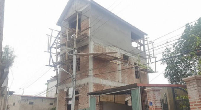 Ngôi nhà nơi xảy ra vụ tai nạn lao động nghiêm trọng.