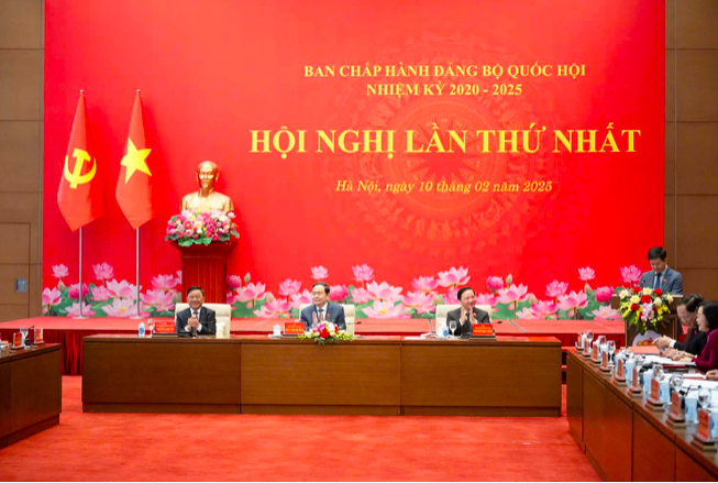 Hội nghị lần thứ Nhất Ban Chấp hành Đảng bộ Quốc hội nhiệm kỳ 2020–2025. Ảnh: Quochoi.vn.