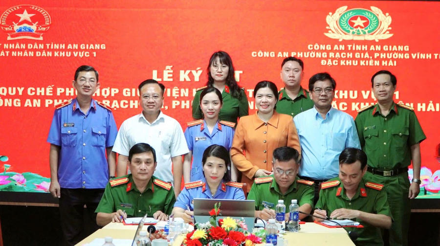 VKSND khu vực 1 – An Giang và công an các đơn vị ký kết quy chế phối hợp, tăng cường chống tội phạm