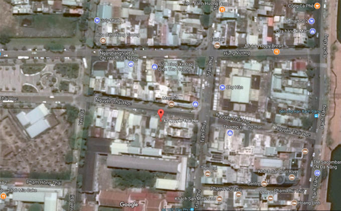 Ngôi nhà số 43 Nguyễn Thái Học mà gia đình Bí thư Đà Nẵng Nguyễn Xuân Anh sử dụng. Ảnh chụp từ Google map.