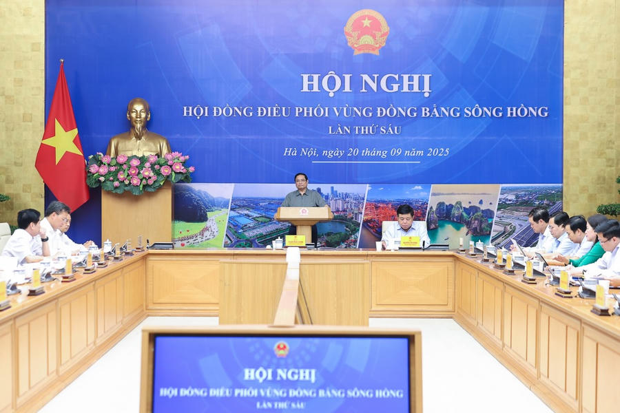 Hội nghị Hội đồng điều phối vùng Đồng bằng sông Hồng lần thứ 6. (Ảnh: VGP/Nhật Bắc)
