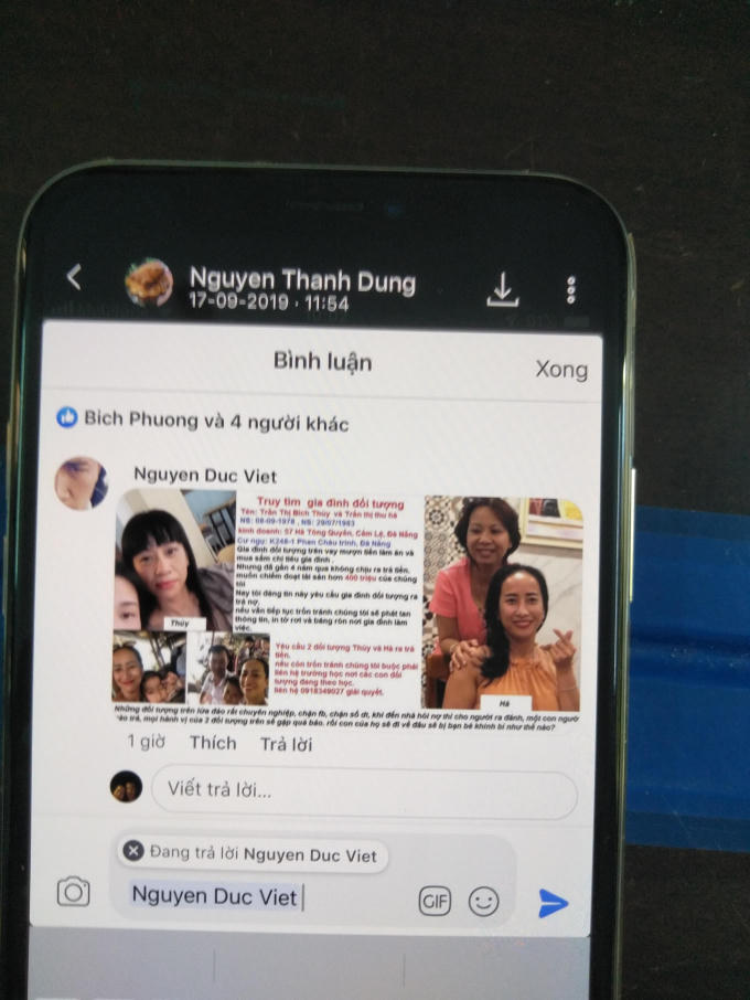 Các đối tượng liên tục nhắn tin và tiếp cận đe dọa gia đình chị H. để đòi khoản nợ của chị T.