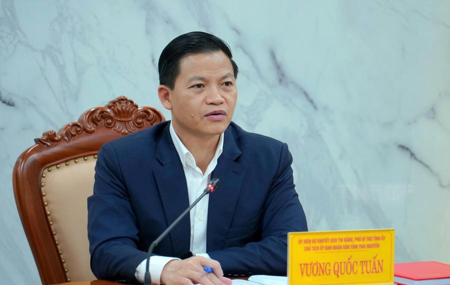 Ông Vương Quốc Tuấn, Chủ tịch UBND tỉnh chủ trì cuộc họp. (Ảnh: thainguyen.gov.vn)