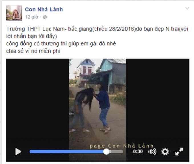 Clip được đăng tải bởi Fanpage Con Nhà Lành từ chiều qua 28/2. Ảnh chụp màn hình.
