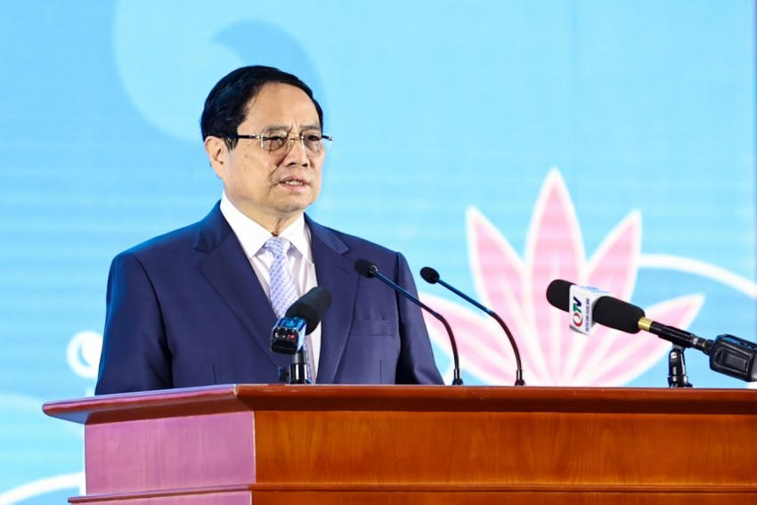 Thủ tướng Phạm Minh Chính kêu gọi các địa phương và doanh nghiệp Nhật Bản tiếp tục tin tưởng và gắn bó với Việt Nam trong quá trình phát triển - Ảnh: VGP/Nhật Bắc