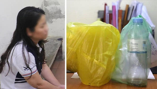 Nghi phạm Đặng Thanh Tùng và tang vật tại cơ quan công an.