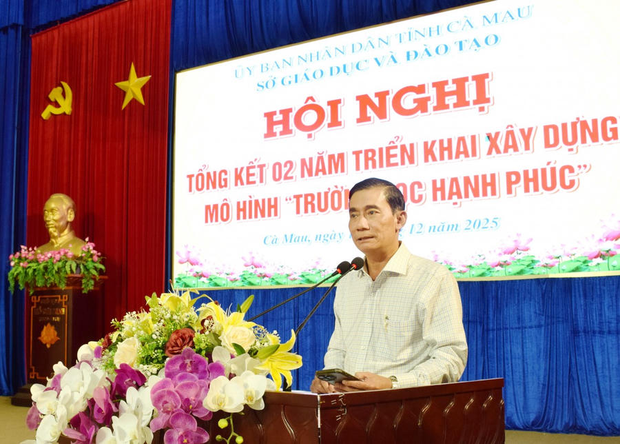 Ông Lê Hoàng Dự – Phó Giám đốc Sở GD&ĐT tỉnh Cà Mau phát biểu chỉ đạo.