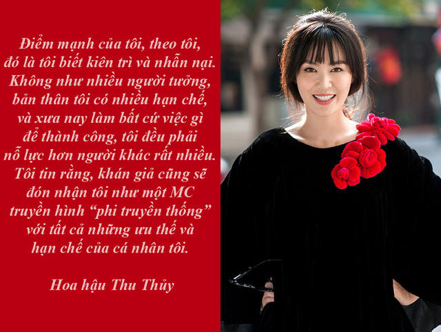 Hoa hậu Thu Thủy trở thành MC Truyền hình - Hoa hậu Việt Nam 1994 chia sẻ, chị đặc biệt có hứng thú và mong muốn được thử thách bản thân với vai trò một MC thời sự đem đến những thông tin hữu ích nhất về tình hình an ninh, trật tự xã hội cũng như các vấn đề liên quan đến an toàn cuộc sống gắn với mỗi người dân hàng ngày như vậy.