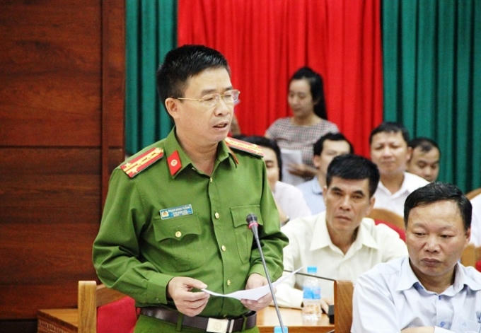 Đại tá Phạm Minh Thắng, Phó Giám đốc Công an tỉnh Đắk Lắk cung cấp một số nội dung về kết quả xác minh thông tin tình trạng phá rừng xảy ra trên địa bàn huyện Ea Súp và Cư M'gar mà các cơ quan báo chí đã phản ánh trong thời gian qua. Ảnh: Báo Đắk Lắk.
