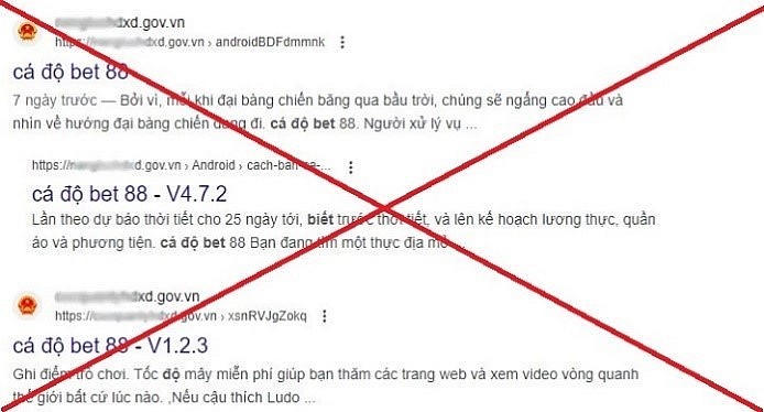 Hàng loạt website của cơ quan nhà nước có tên miền gov.vn bị bị chèn link quảng cáo cờ bạc.