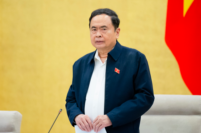 Chủ tịch Quốc hội Trần Thanh Mẫn cho biết: Sau khi sửa đổi Hiến pháp mới xem xét bỏ cấp huyện, sắp xếp cấp tỉnh. Ảnh Media Quốc hội