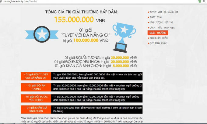 Giải thưởng hấp dẫn của cuộc thi dành cho người thắng cuộc.