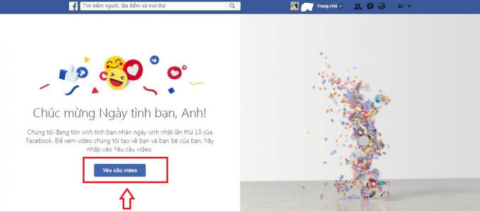 Chọn phần yêu cầu video để Facebook tự tạo video cho bạn.
