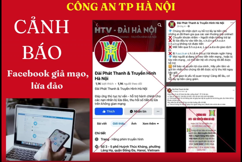 Công an TP Hà Nội khẳng định, Đài Phát thanh và Truyền hình Hà Nội không có chức năng xử lý hoặc hỗ trợ thu hồi tiền.