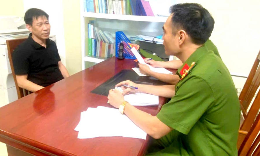 "Mạnh Gỗ" tại Cơ quan Cảnh sát điều tra - Ảnh Công an Thanh Hóa.