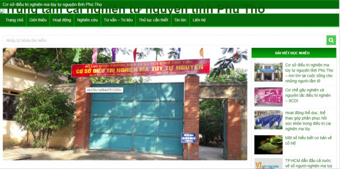 Website Cơ sở Điều trị nghiện ma túy tự nguyện tỉnh Phú Thọ.