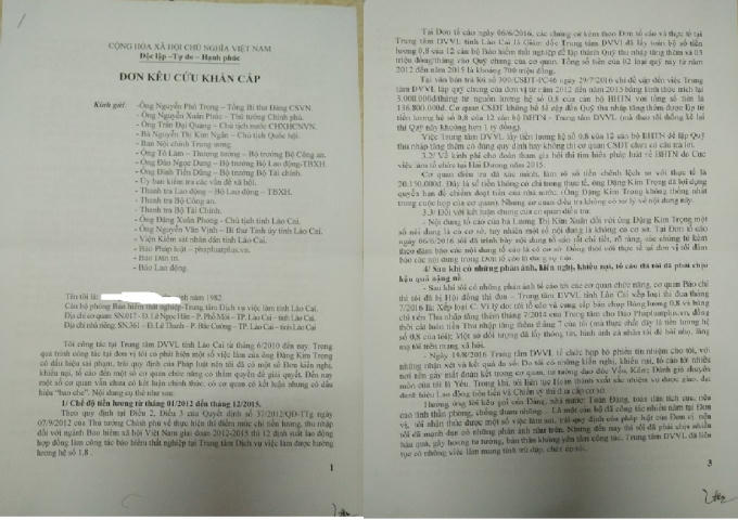 Đơn tố cáo những sai phạm tại TTDVVL tỉnh Lào Cai.