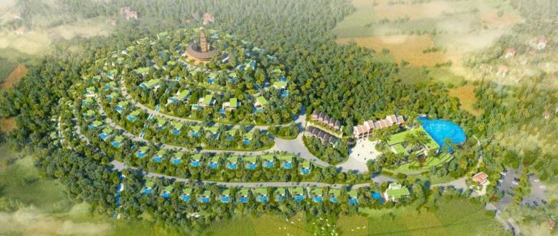 Khu nghỉ dưỡng toạ lạc trên ngọn đòi mang dáng Thần Kim Quy.