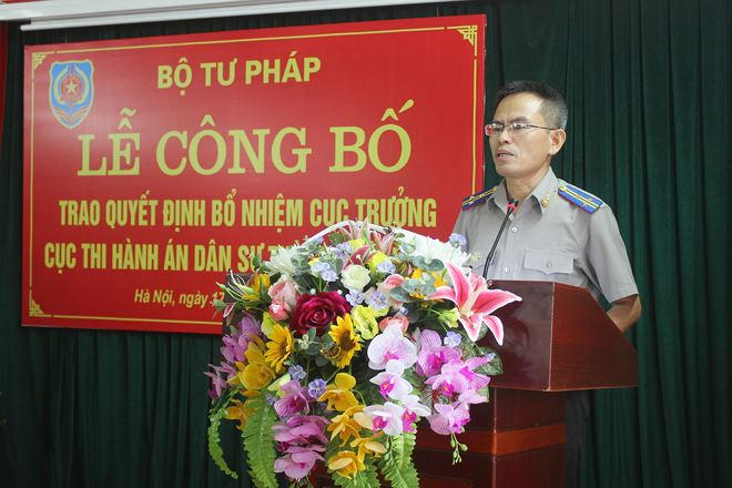 Cục trưởng Cục THADS Hà Nội Lê Xuân Hồng phát biểu nhận nhiệm vụ.
